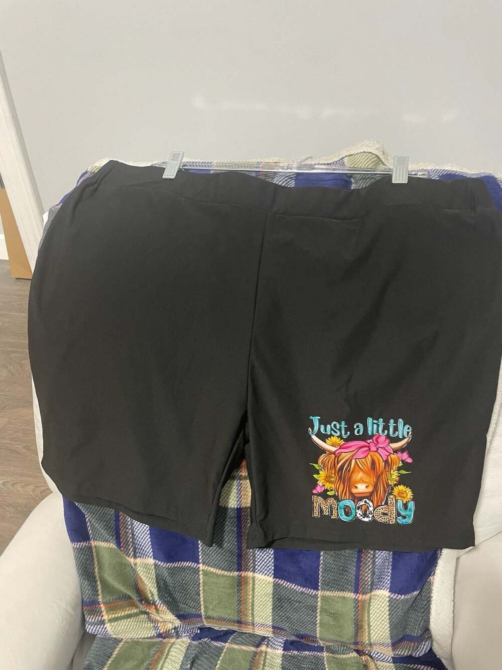 Just A Little Moody Highland Cow Graphic Biker Shorts 4XL